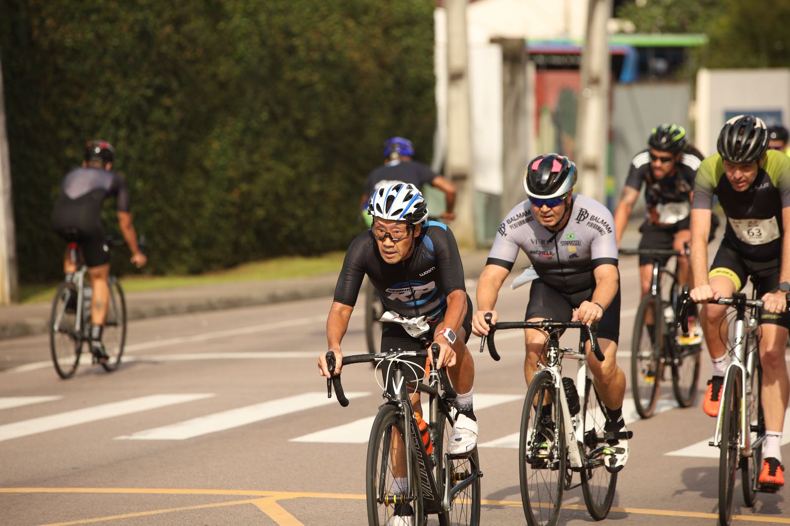Group of cyclists on the road